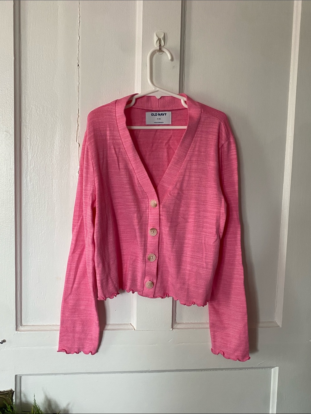 Old Navy Bright Pink V-Neck Button Cardigan